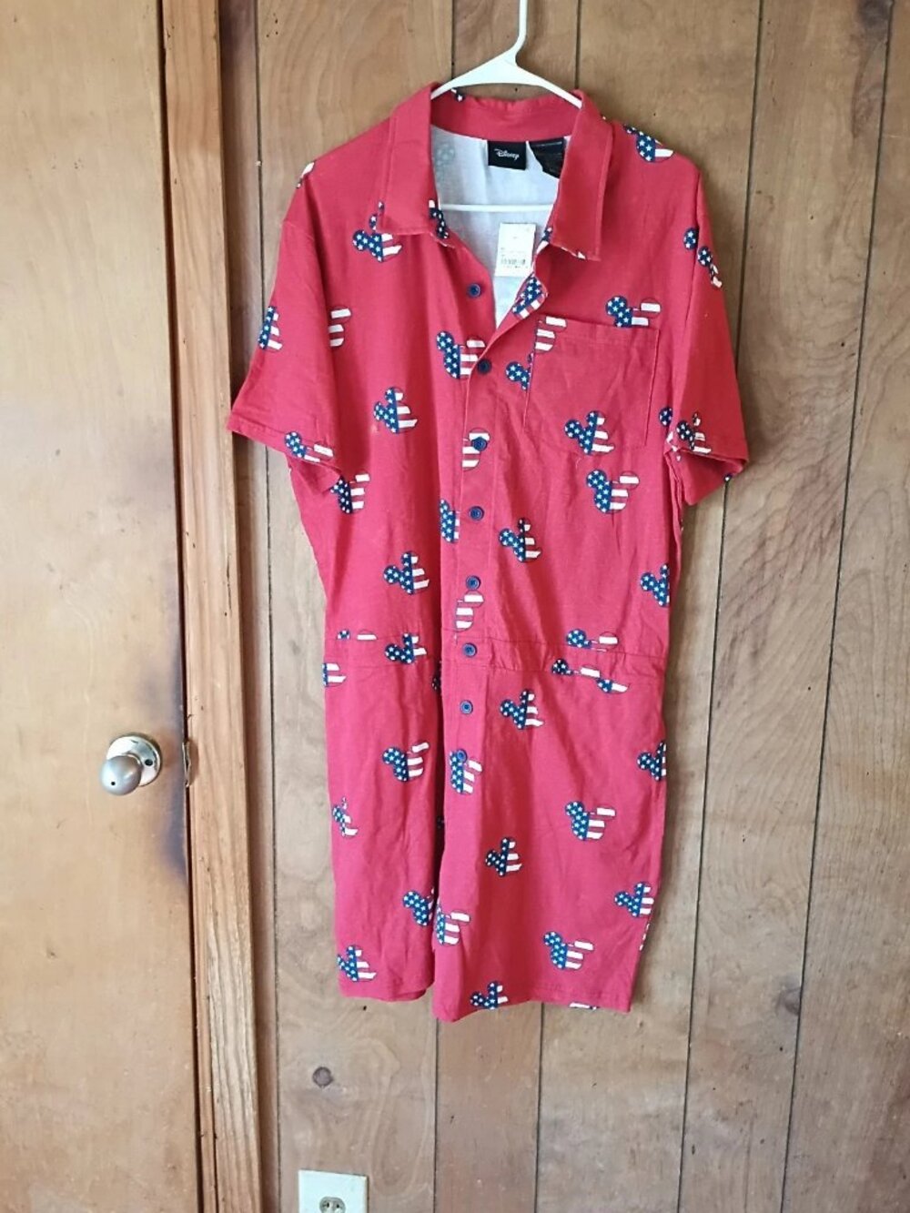 Disney Women’s Romper Size L Red Mickey Mouse Americana Patriotic NWT Cotton